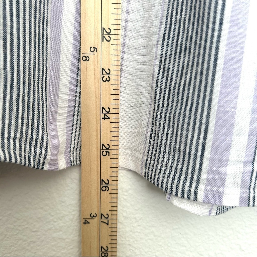 Splendid V-Neck Blouse Tunic Shirt Linen Striped 3/4 Sleeve Black White Size XXL - Picture 10 of 12